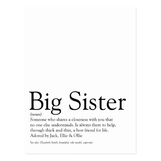 personalised-sister-big-sister-definition-postcard-zazzle