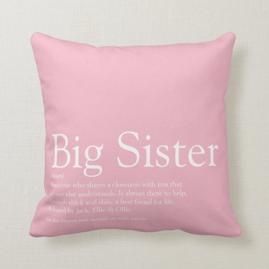 Personalised Sister Big Sister Definition Throw Pillow Zazzle Com