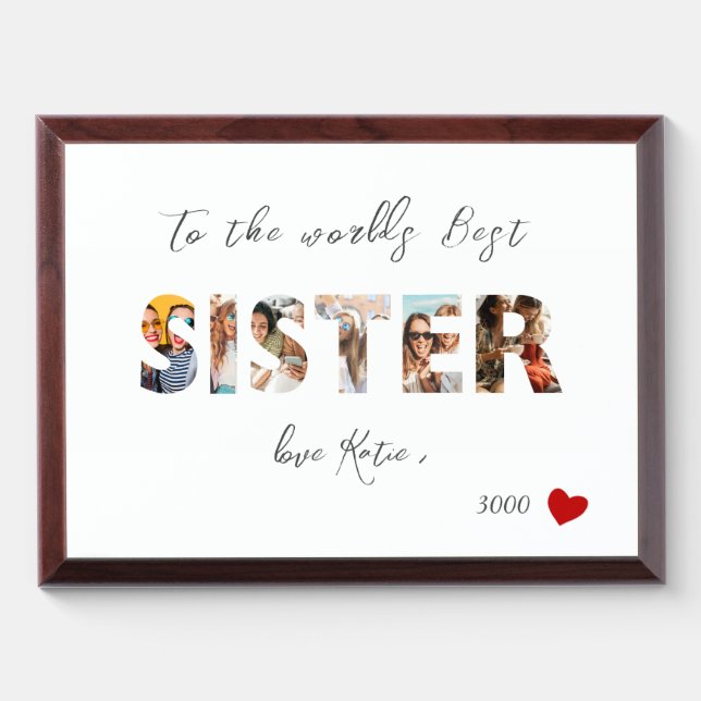 Personalised Sister Photo Print Award Plaque (Horizontal)