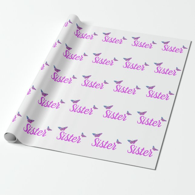 Personalised sister wrapping paper (Unrolled)