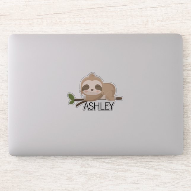 Personalised Sloth Name Laptop Sticker (Computer)