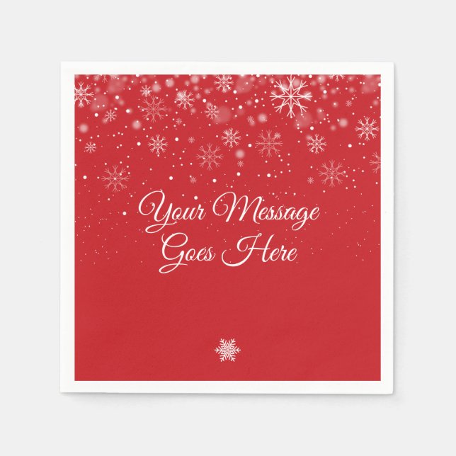 Personalised Snowflakes Merry Christmas Napkins (Front)