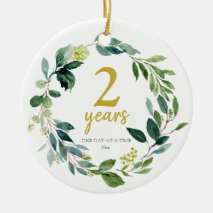 Personalised Sobriety 2 Anniversary Gift Ceramic Ornament