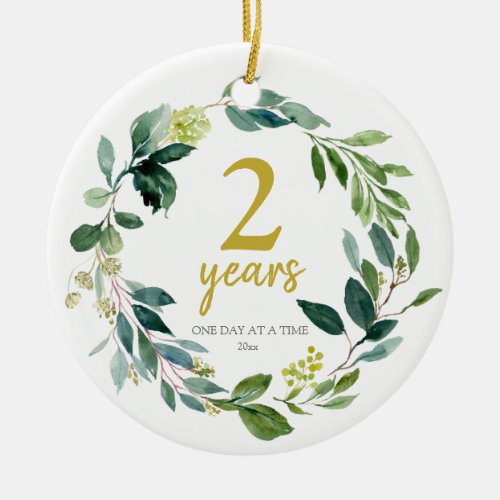 Personalised Sobriety 2 Anniversary Gift Ceramic Ornament