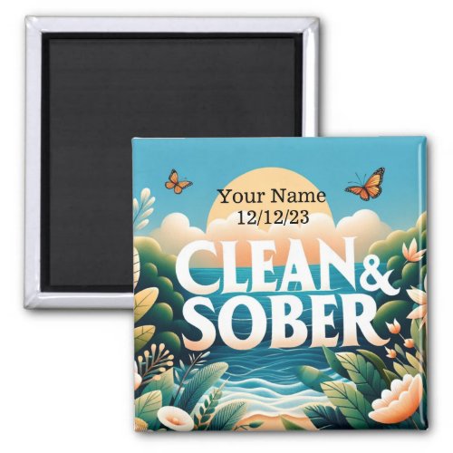 Personalised Sobriety Clean  Sober Magnet
