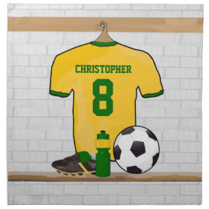 Personalised soccer jersey yellow green cloth napkin