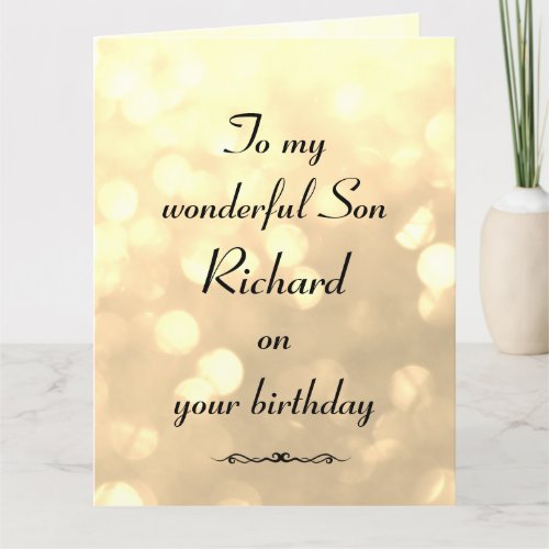 Personalised Son Birthday Card
