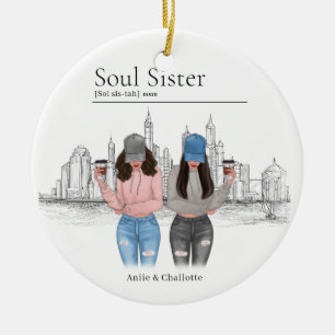 Personalised Soul Sister Christmas Gift  Ceramic Ornament