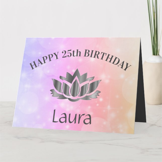 Personalised Sparkly 25th Birthday Card (Front)