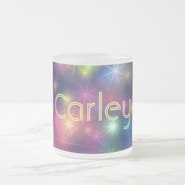 Personalised Sparkly Bokeh Lights Frosted Glass Coffee Mug (Center)