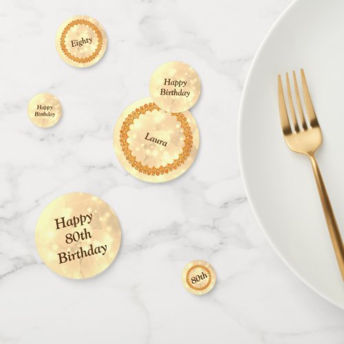 Personalised sparkly Gold Happy 80th birthday Confetti