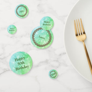 Personalised sparkly Green Happy 50th birthday Confetti