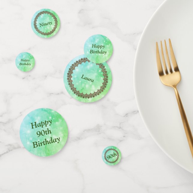 Personalised sparkly Green Happy 90th birthday Confetti (Group)