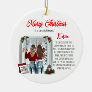Personalised Special Best Friend Christmas Ceramic Ornament