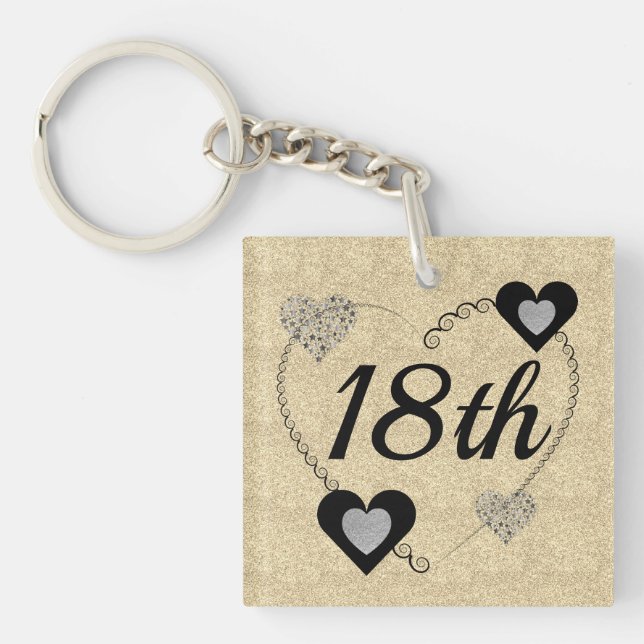 Personalised special birthday key ring 18th (Front)