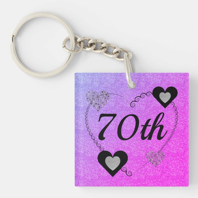 Personalised special birthday key ring 70th (Front)