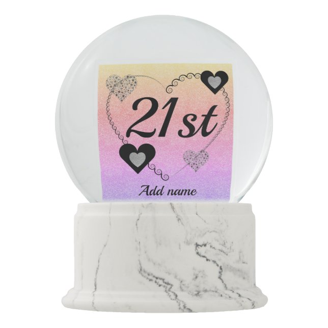 Personalised special birthday snow globes 21st (Front)