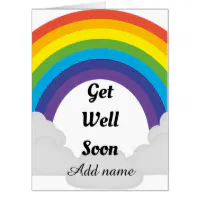 Personalised Get Well Soon Card Teddy Bear cute Rainbow -  Sweden