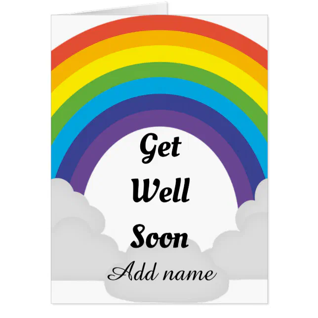 Personalised Get Well Soon Card Teddy Bear cute Rainbow 