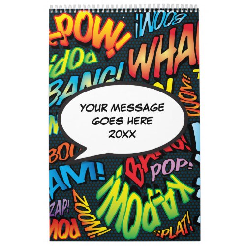 Personalised Speech Bubbles Comic Book Pop Art Calendar