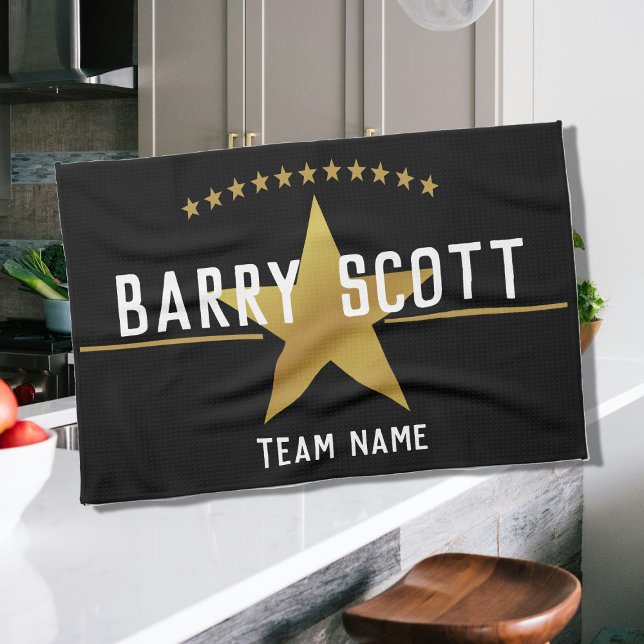 Personalised Sport Player Print – Gold Star Award  Kitchen Towel (Creator Uploaded)