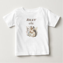 Personalised Squirrel 1st Birthday Baby T-Shirt