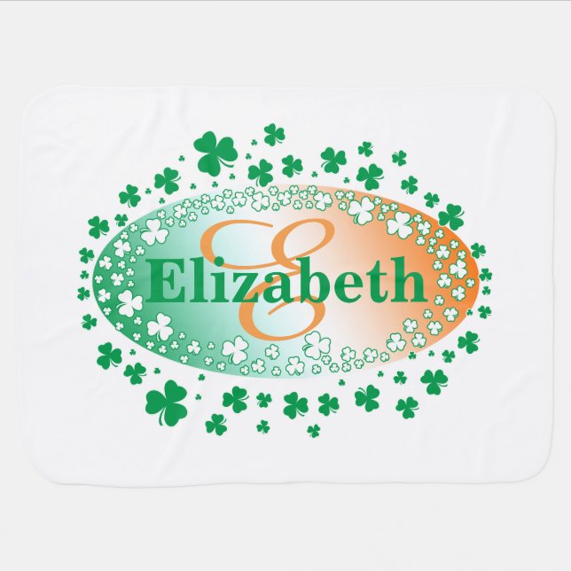 Personalised St Patrick's Day Shamrock Baby Blanket (Horizontal)