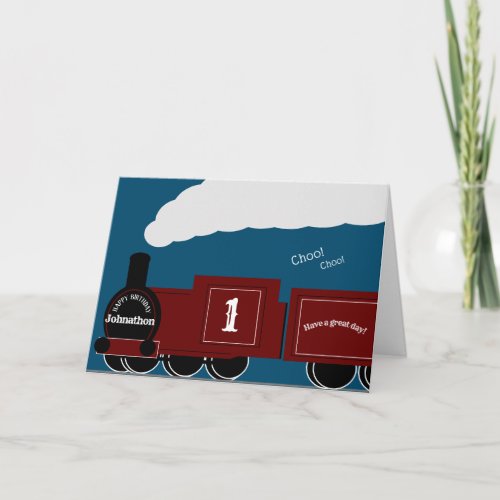 Personalised steam train birthday card