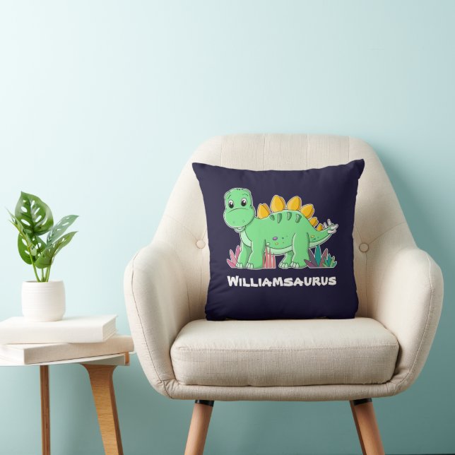 Personalised Stegosaurus Dinosaur Throw Pillow (Chair)