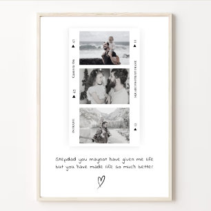 Personalised Step Dad Photo Minimal  Gift   Poster