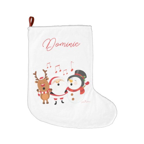 Personalised Stocking with Santa Snowman Reindeer