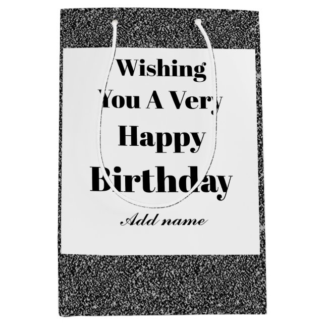 Personalised stylish modern birthday gift bag (Front)