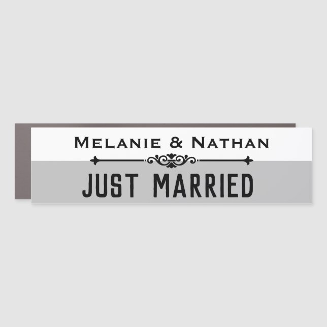 Personalised Stylsh Just Married Car Magnet (Front)