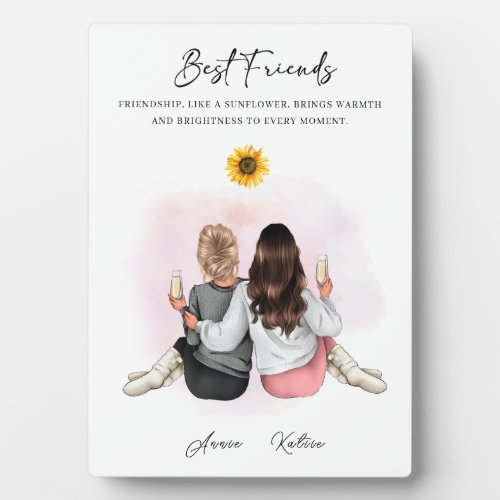 Personalised Sunflower Friendship Bright Keepsake Plaque