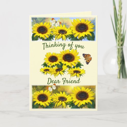 Personalised Sunny Sunflower Christian Friendship  Holiday Card