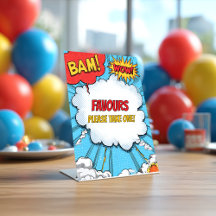 Personalised Superhero Party Favours Pedestal Sign