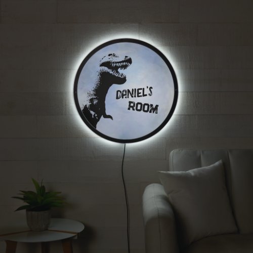 Personalised T_Rex Kids Bedroom LED Sign