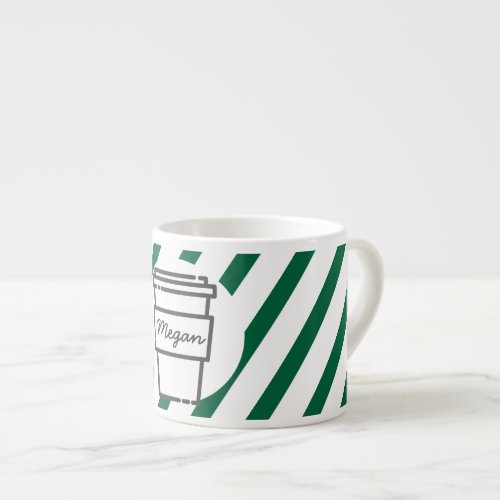 Personalised Take Out Coffee Cup Green Striped