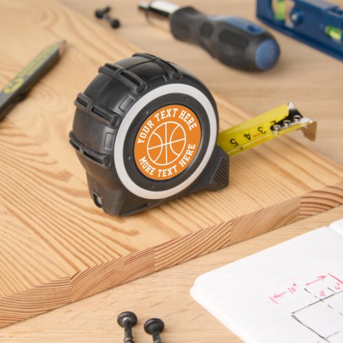 Personalised tape measure with basketball logo