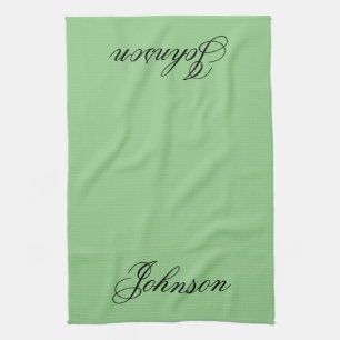 Personalised Tea Towel - Family Name Sage