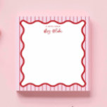Personalised Teacher Appreciation Pink Red Wavy Notepad<br><div class="desc">Perfect gift for teachers,  featuring red and pink wavy border.
For more advanced customisation of this design,  e.g. changing layout,  font or text size please click the "CUSTOMIZE" button above. Please contact me for any questions!</div>