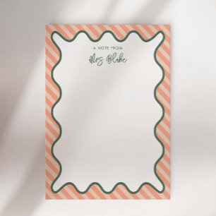 Personalised Teacher Appreciation Whimsical Wavy N Notepad