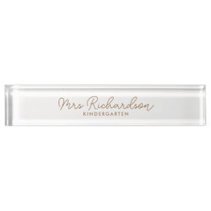 Personalised Teacher Name Grade Minimalist Modern Desk Name Plate