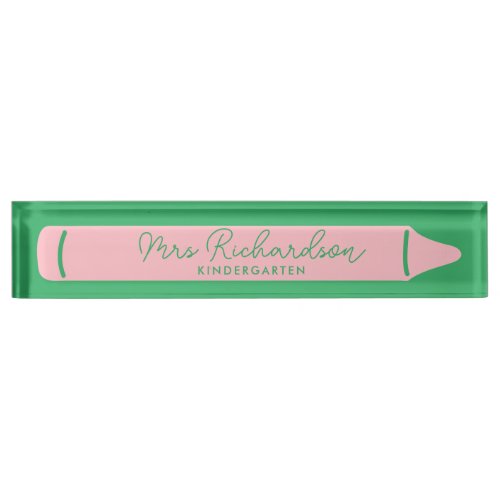 Personalised Teacher Name Grade Pencil Modern Pink Desk Name Plate