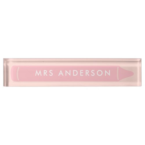Personalised Teacher Name Pencil Modern Pink Desk Desk Name Plate