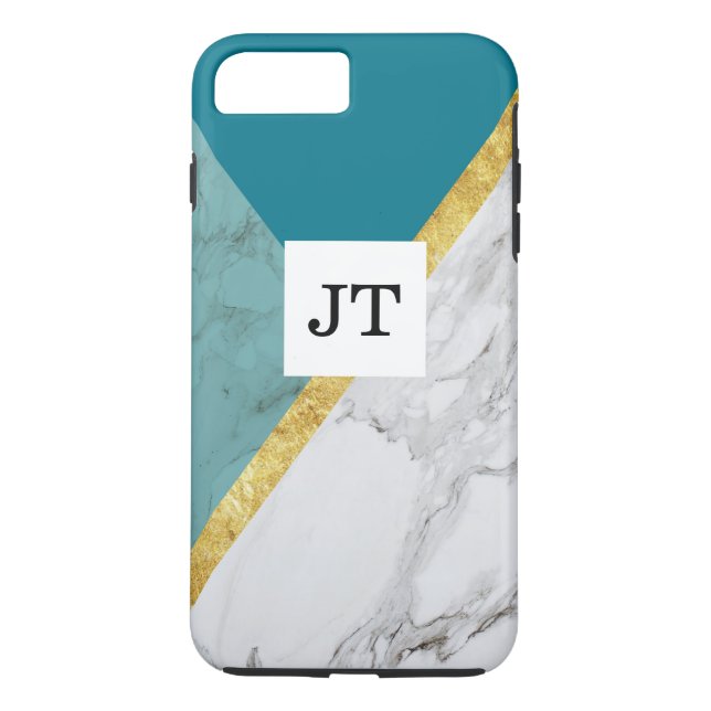 Personalised Teal Gold Marble iPhone Tough Case (Back)