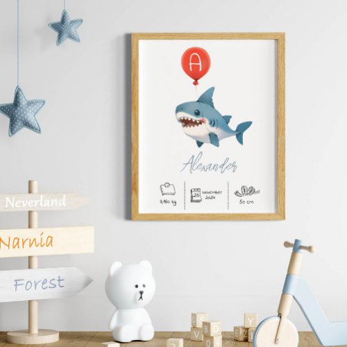 Personalised Teddy Bear with Balloons Nursery Poster