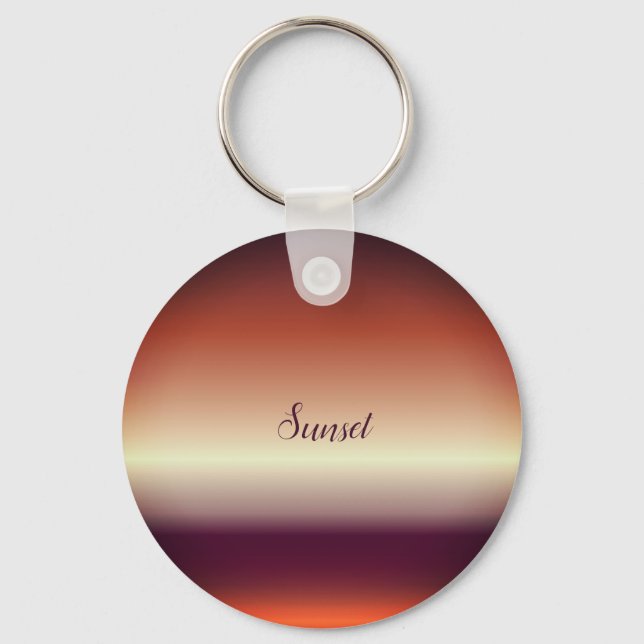 Personalised Text Sunset Purple Button Keychain (Front)