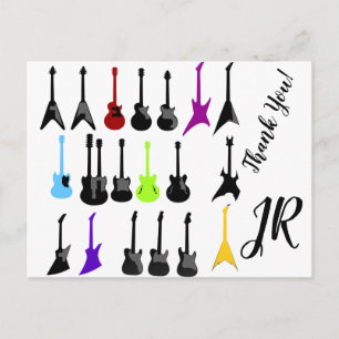 Personalised Thank You Guitar Print Postcard