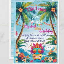  personalised tiki luau tropical  beach Invitation